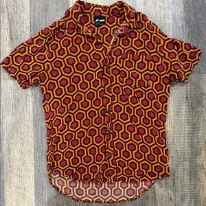 The Shining Red and Orange Geometric Men's Shirt